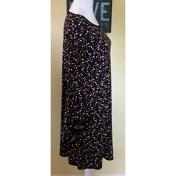 MSK Black Multi Color Polka Dots Bell Sleeve Shift Dress Women's Size L - Picture 5 of 8